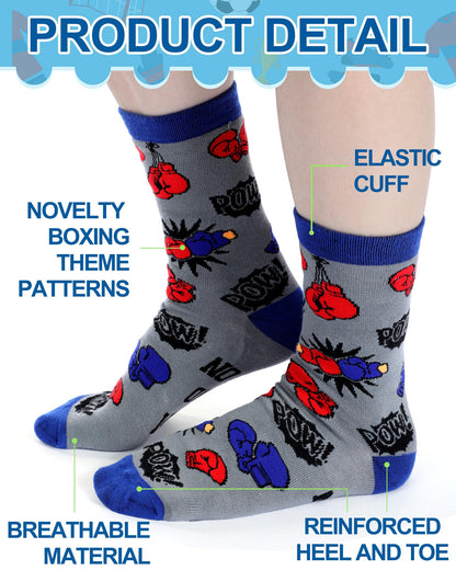 6 Pairs Novelty Sports Gifts for Men Cotton Crew Socks Father Gift for Wrestling Swim Fencing Boxing Dive Lover