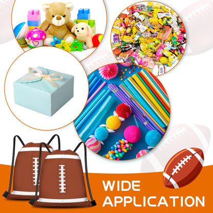 16 Pack Superbowl Party Decorations Football Drawstring Gift Bags Football Party Decorations for Kids Football Snack Goodie Treat Bag for Football Themed Birthday Sports Party Gift,9.8 x 11.8 Inches