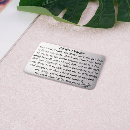 Aesnefe Pilot’s Prayer Wallet Card for Pilot Boyfriend, Aviation Gifts for Pilot Graduation, Future Pilot Gift for New Pilot, Pilot Birthday Jewelry for Him Dad
