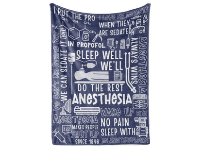 Huglanket Anesthesia CRNA Gifts for Men Women, Ideal Gift for Anesthesiologists on Birthday, Christmas - 50"x 65" Flannel Plush Throw