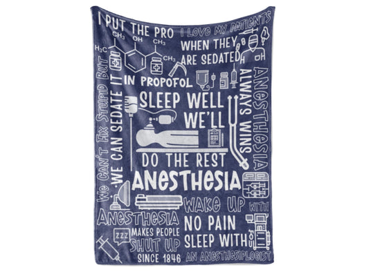 Huglanket Anesthesia CRNA Gifts for Men Women, Ideal Gift for Anesthesiologists on Birthday, Christmas - 50"x 65" Flannel Plush Throw