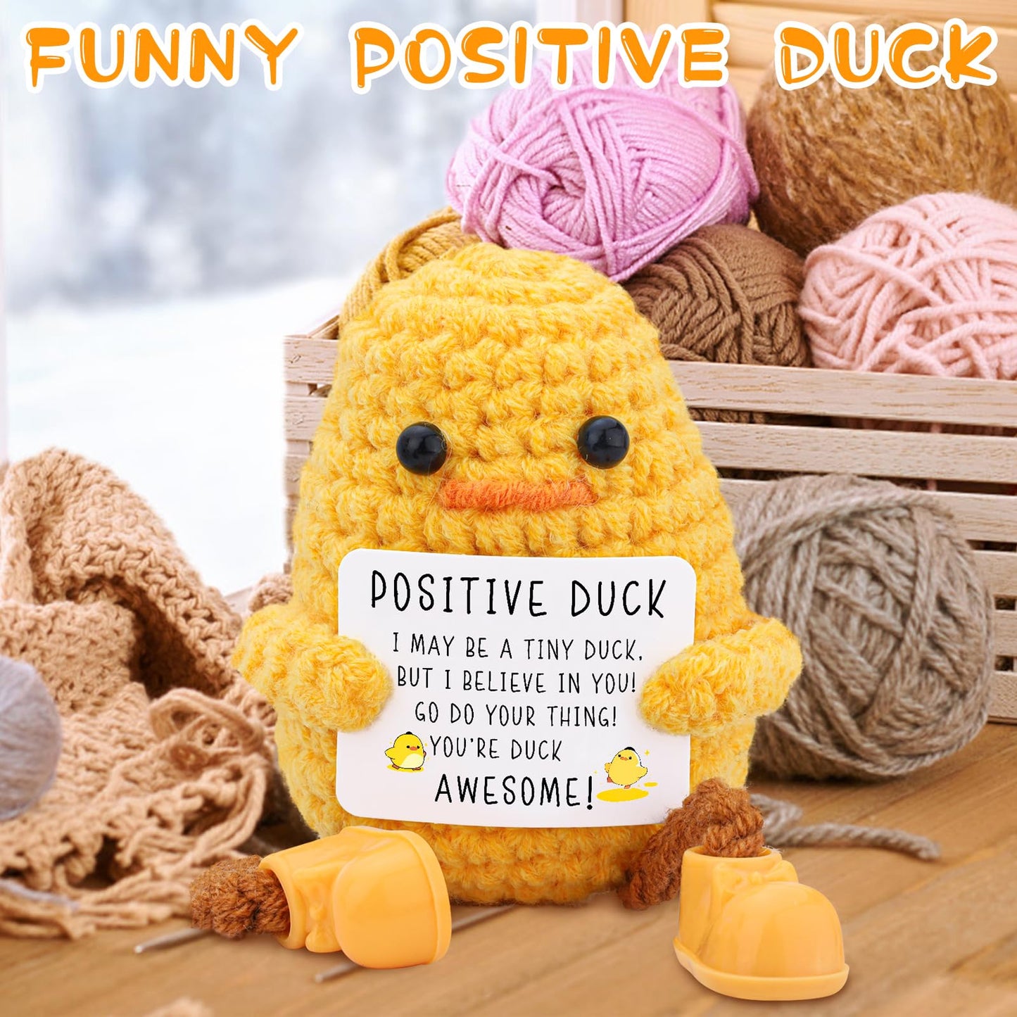 BILOLLY Birthday Gifts for Women Men Long Legged Cute Support Duck, Friend Colleague Teacher Graduation Gifts, Handmade Emotional Cheer Support Positive Funny Gift