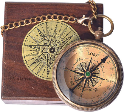 Trust in The Lord With All Your Heart - Proverbs 3:5-6 Quote Engraved Compass With Wooden Box, Greeting Card, Gift Compass, Graduation Day Gifts 2024 for Women Men Boys Girls