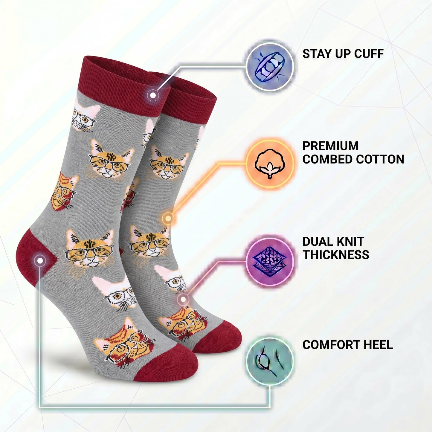 Cavertin Women's Novelty Socks with Gift Box Cat Lover Dog Mom Book Lover Cat Mom Llama Unicorn Sloth Corgi