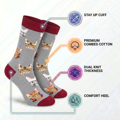 Cavertin Women's Novelty Socks with Gift Box Cat Lover Dog Mom Book Lover Cat Mom Llama Unicorn Sloth Corgi