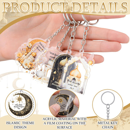 Liliaafar 30 Pcs Islamic Keychain Gifts Bulk Acrylic Muslim Keychain Ramadan Eid Gifts Bulk Stars Moon Rosary Religious Party Favors for Ramadan Hajj Wedding(30 Pcs,Attractive)