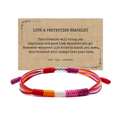 LAMIBEE LGBTQIA Pride, Bisexual, Pansexuality, Asexual, Lesbian, MLM Progress Flag Code Bracelet, Boho Style Rope Women Men Thread for Him Her, Pride Month