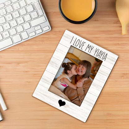 Yiayia Gifts Picture Frame 5x7, Yiayias Photo Frame, Christmas Mothers Day Birthday Gifts for Yiayias from Grandkids, I Love My Yiayia Wooden Picture Photo Frames for Desk Home Room Decor