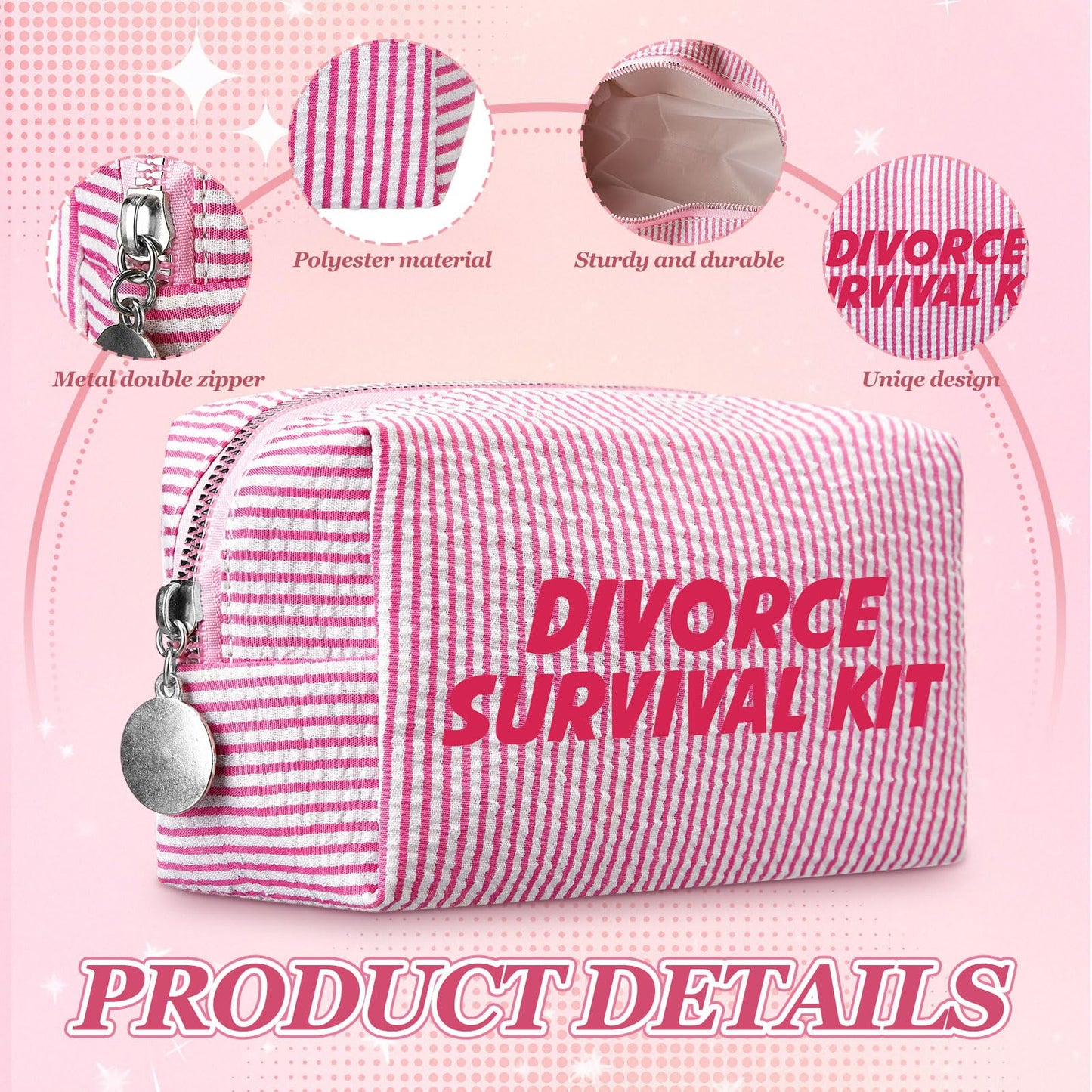 Patelai 5 pcs Divorce Gifts for Women - Funny Breakup Survival Kit with Makeup Bag, Wine Tumbler, Compact Mirror & Bottle Opener - Funny & Empowering Breakup Gifts for Her, Best Friend, Sister