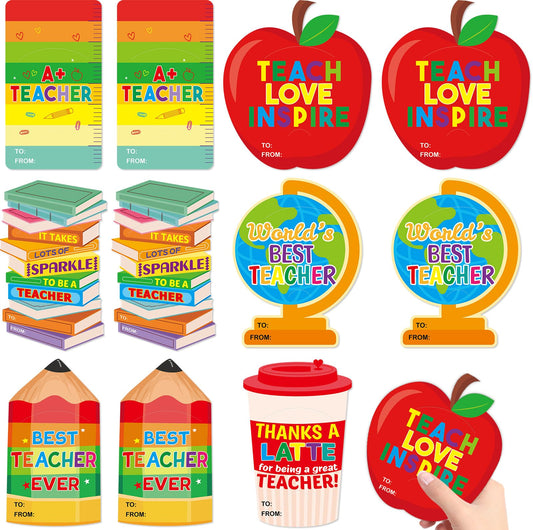 Fancy Land Teacher Gift Card Holder Back to School Teacher Appreciation Gift Cards Sleeves for Kids Students Gratitude Supplies 12Pcs