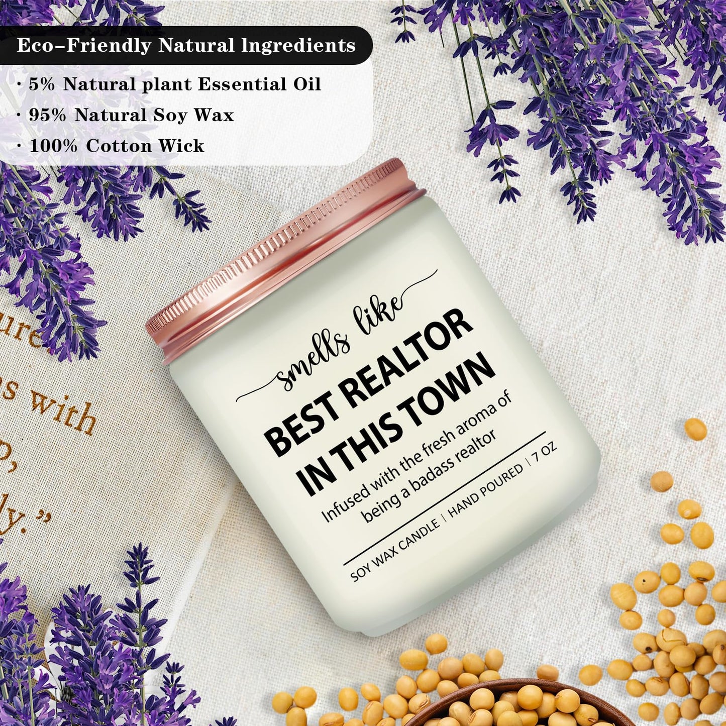 Realtor Gifts for Women Men - Closing Gifts for Realtors, Celebrate Reward Thank You Presents for Realtors, Broker, Realtor Supplies, Salesperson - Lavender Scented Candle
