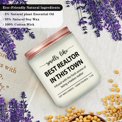 Realtor Gifts for Women Men - Closing Gifts for Realtors, Celebrate Reward Thank You Presents for Realtors, Broker, Realtor Supplies, Salesperson - Lavender Scented Candle