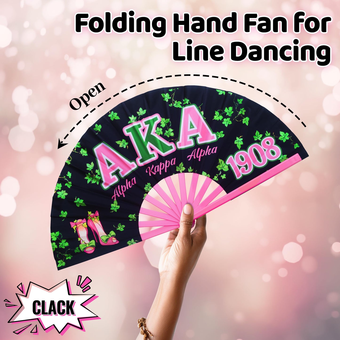LParkin AKA Clacking Fans for Line Dancing, AKA Sorority Gifts for Women, AKA Gifts for Sisterhood Events, Party, Decoration