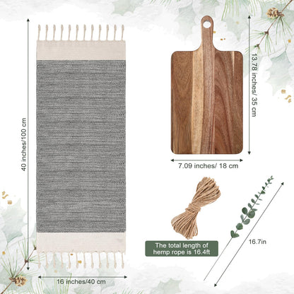 Reallnaive Hostess Gifts Set for Women Housewarming Gifts Include Cutting Board Cotton Turkish Hand Towel Eucalyptus Stem and Hemp Rope for Kitchen Wedding Party New Home Housewarming