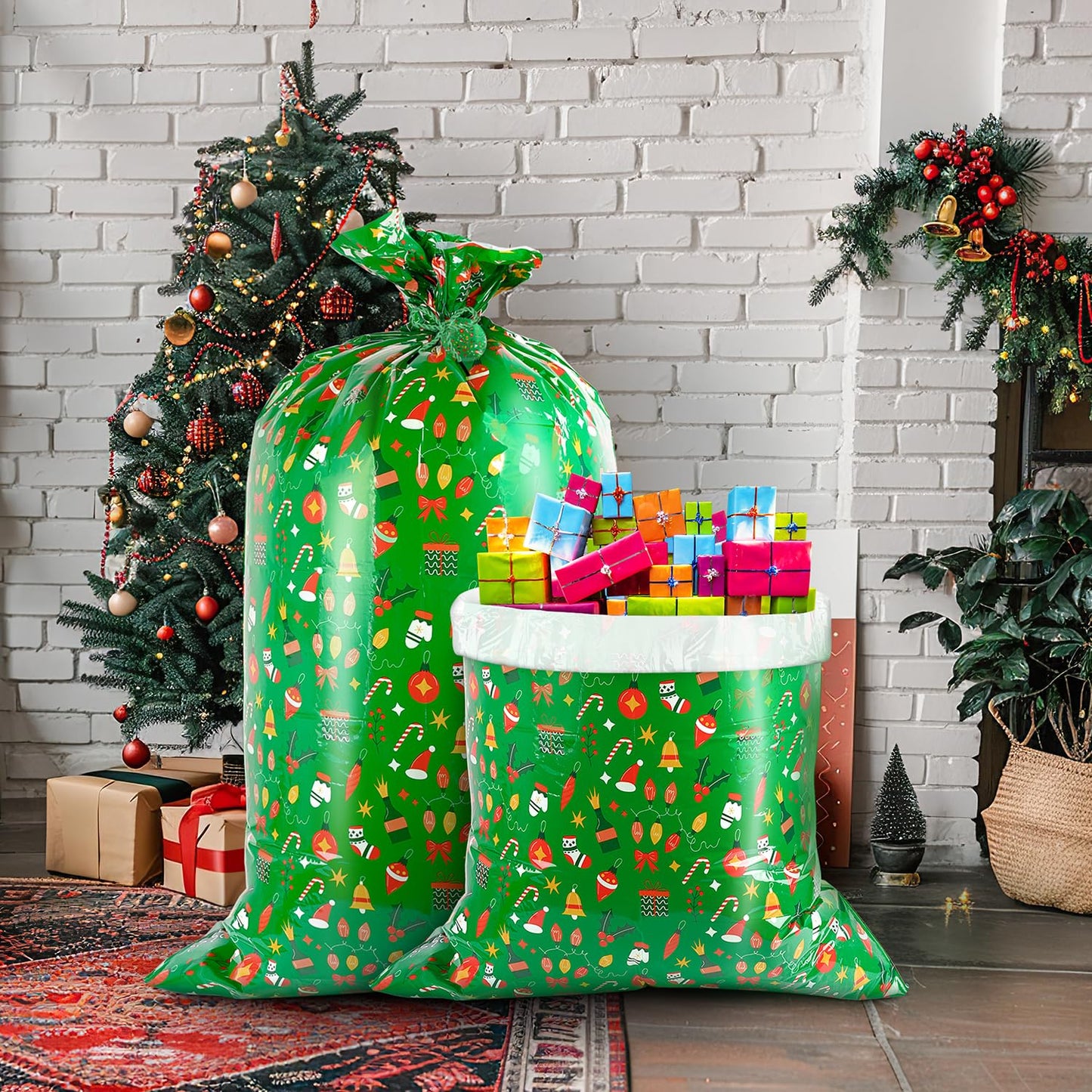 ysmile Christmas Extra Large Gift Bag Jumbo Plastic Oversized Xmas Big 60 Inch Gaint Bag - Green