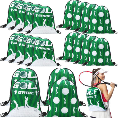 Eccliy 24 Pcs Golf Drawstring Bag Sports Gym Drawstring Golf Goodie Favor Gift Sack Bags for Adults