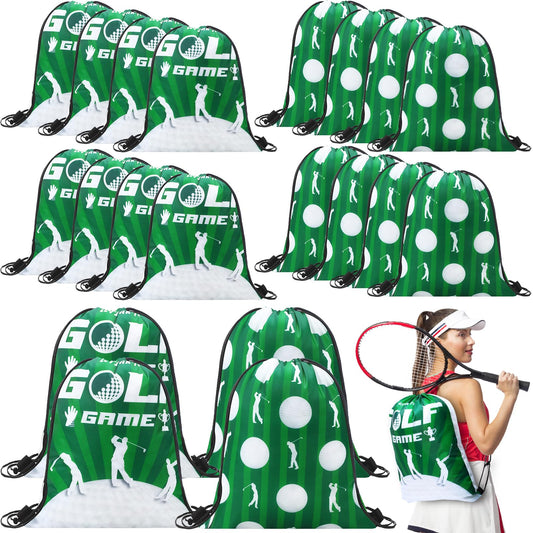 Eccliy 24 Pcs Golf Drawstring Bag Sports Gym Drawstring Golf Goodie Favor Gift Sack Bags for Adults