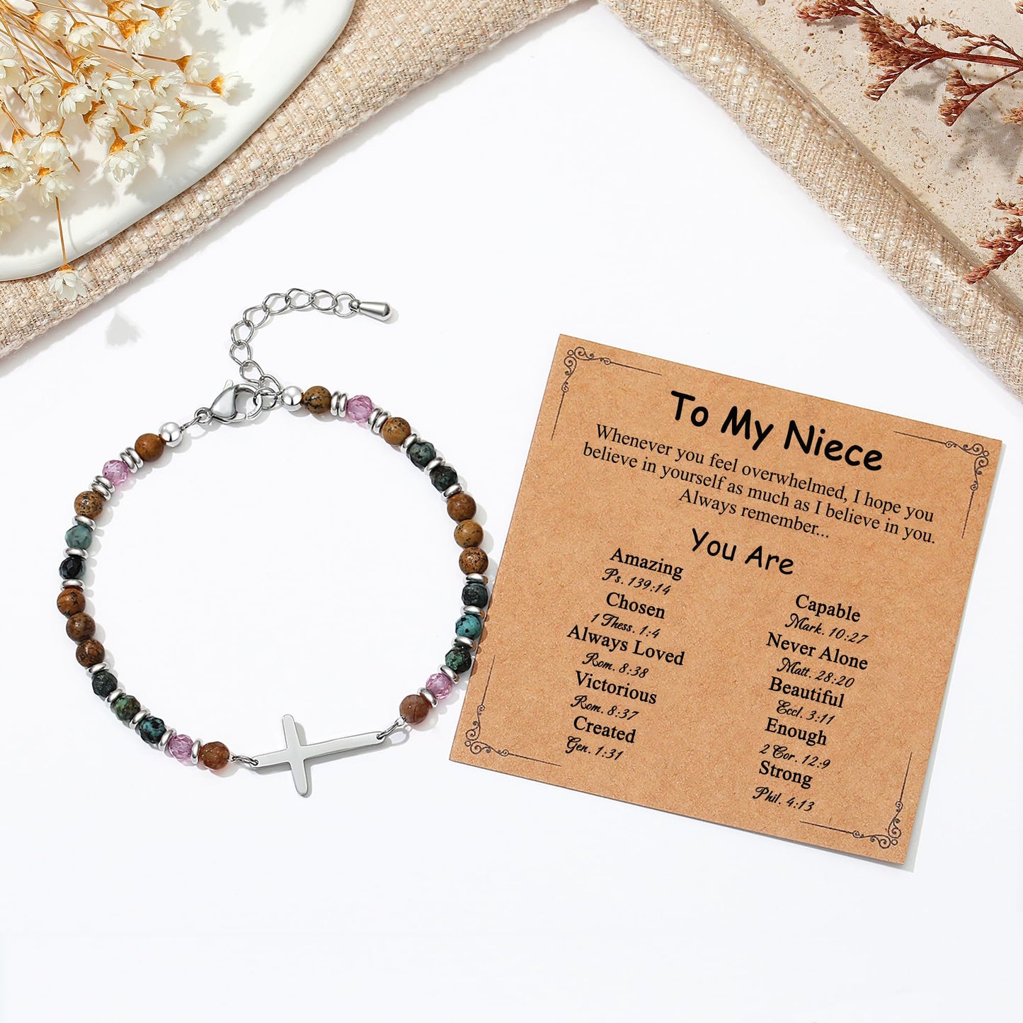 TONY & SANDY Christian Cross Bracelet for Women, Graduation Gifts for Teens Kids Girls, Confirmation Baptism Gifts, Unique Gift for Friends Daughter Mom Sister in Christ Birthday Christmas