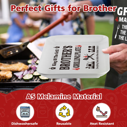 Brother Gifts for Fathers Day Birthday Christmas Valentines Day,Funny BBQ Grilling Platter with Apron Set Gifts for Little Big Adult Brother in Law from Sister, Novelty Grill Aprons for Brothers Men