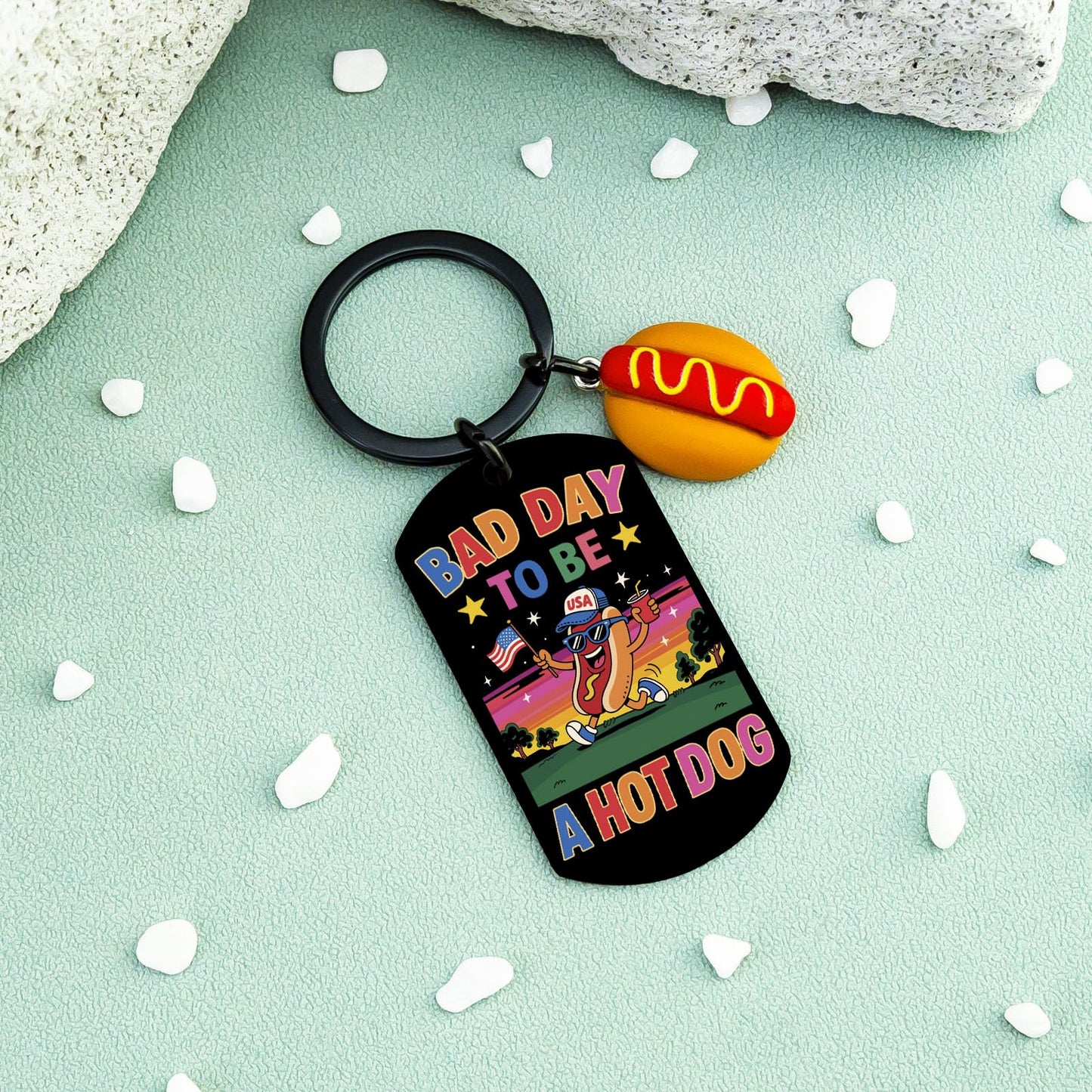 Hot Dog Gifts Funny Hot Dogs Keychain Bag Charm for Women Men Gag Gift 4th Of July Accessories for Children Adult Student Keychain
