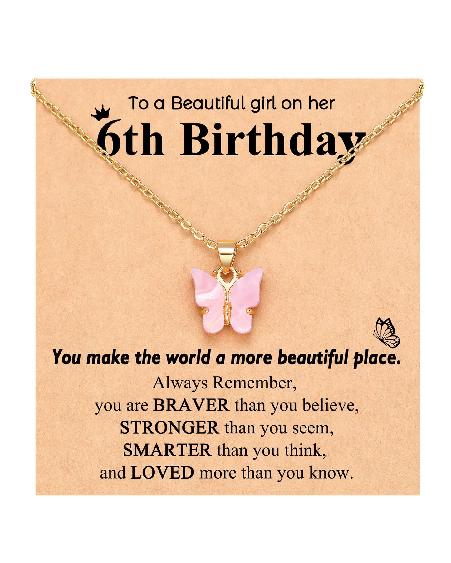 UNGENT THEM Happy 5th 6th 7th 8th 9th 10th 11th 12th Birthday Gifts, You Make The World A More Beautiful Place Butterfly Necklace Bday Presents