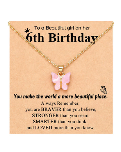 UNGENT THEM Happy 5th 6th 7th 8th 9th 10th 11th 12th Birthday Gifts, You Make The World A More Beautiful Place Butterfly Necklace Bday Presents