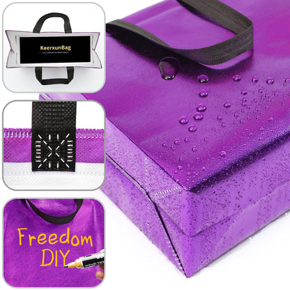 KeerxunBag 12Pcs Reusable Gift Bags（Includes Tissue Paper） Gift bag with handle Birthdays Parties Holidays Weddings Medium 13x5x11in Purple Gift Bags