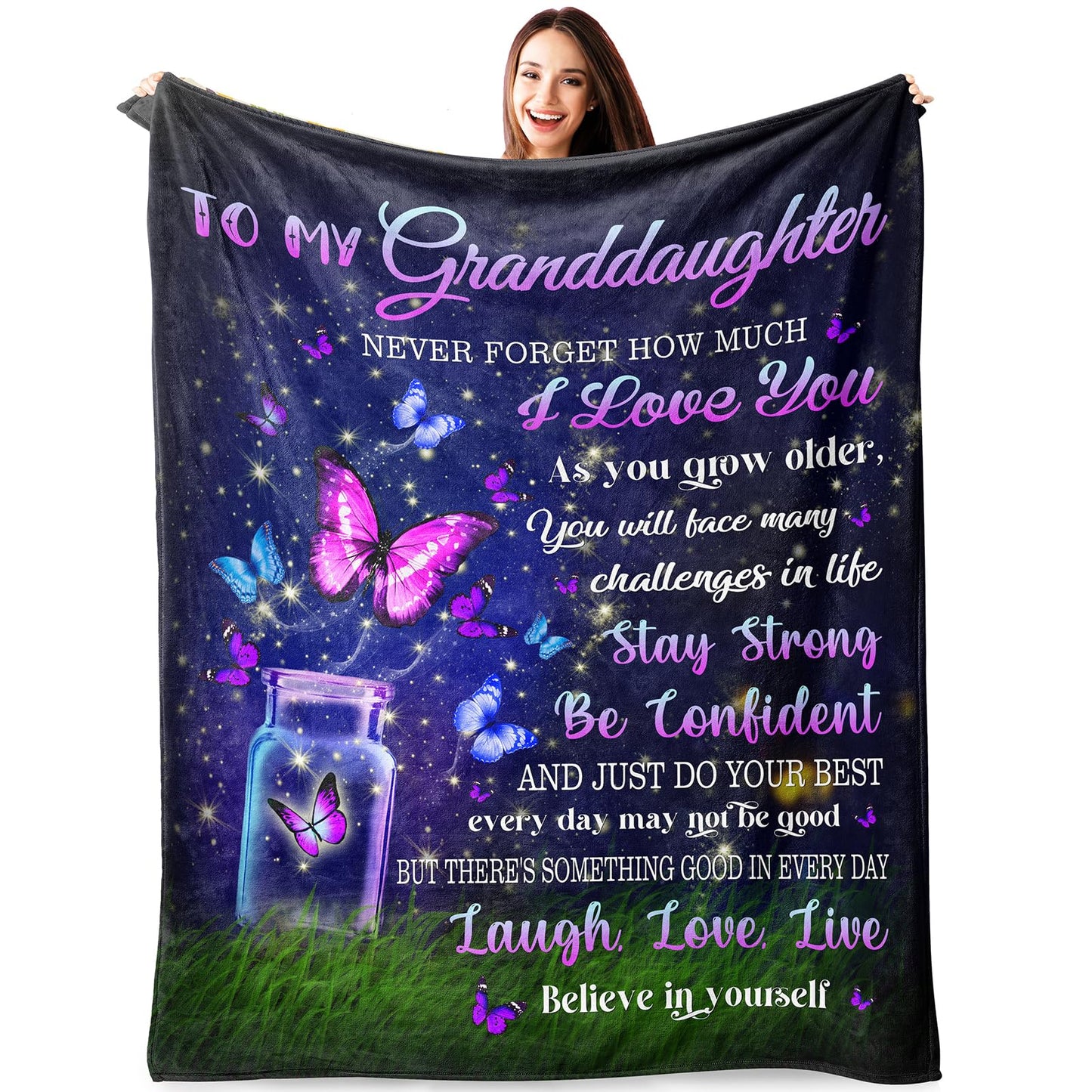 Granddaughter Gifts from Grandma,Granddaughter Gifts Blanket, Gifts for Granddaughter, Great Granddaughter Gifts, Granddaughter Gifts from Nana, Birthday Gifts for Granddaughter Throw Blanket 60"*50"