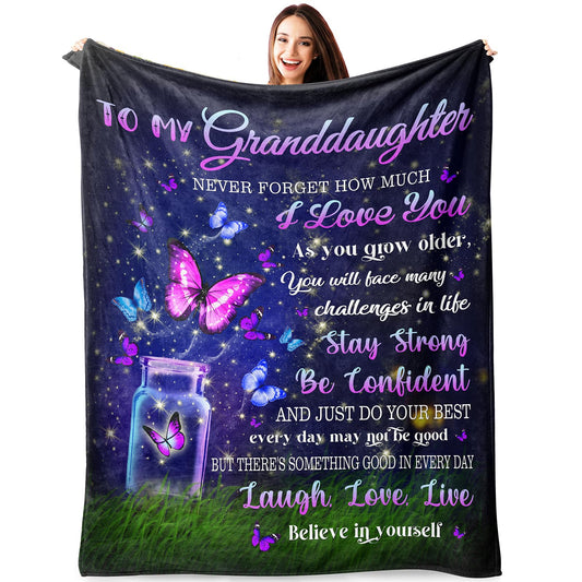 Granddaughter Gifts from Grandma,Granddaughter Gifts Blanket, Gifts for Granddaughter, Great Granddaughter Gifts, Granddaughter Gifts from Nana, Birthday Gifts for Granddaughter Throw Blanket 60"*50"