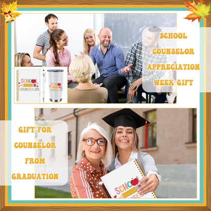 8 Pcs Graduation School Counselor Appreciation Week Gift Set Guidance Counselor Thank You Gifts Include Makeup Bag Canvas Notebook Pen Keychain Tumbler for High School Teacher Educator Office Work