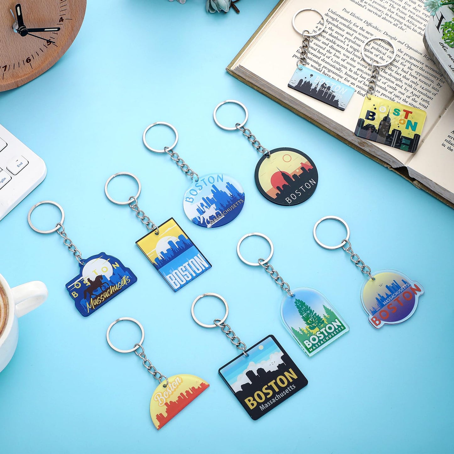 50 Pcs Boston Souvenirs Acrylic Keychain Gifts Bulk Boston Keychain Massachusetts Travel Gifts Souvenirs