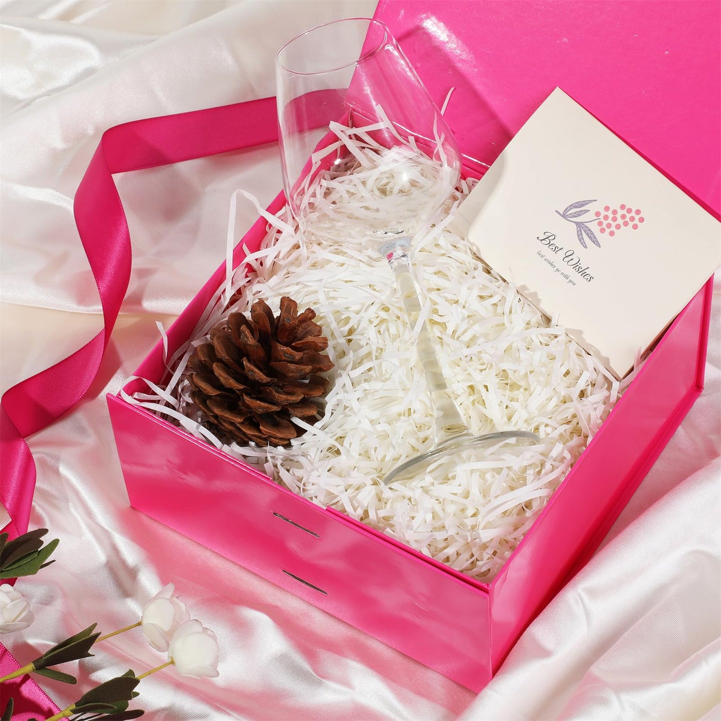 OEMVALATY Bright Pink Gift Box,10x10x5 Inches Gift Boxes with Lids for Presents with Magnetic Closure and Ribbon for Wedding,Storage,Birthday