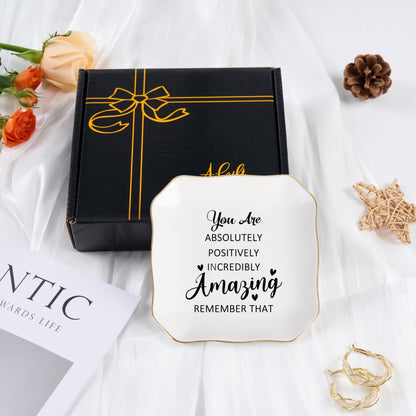 Birthday Gifts for Women Ring Jewelry Dish Tray, You Are Amazing Gifts for Women Friend Coworker Mom Sister Teacher Retirement Thank You Cheer Up Inspirational Encouragement Gift for Woman