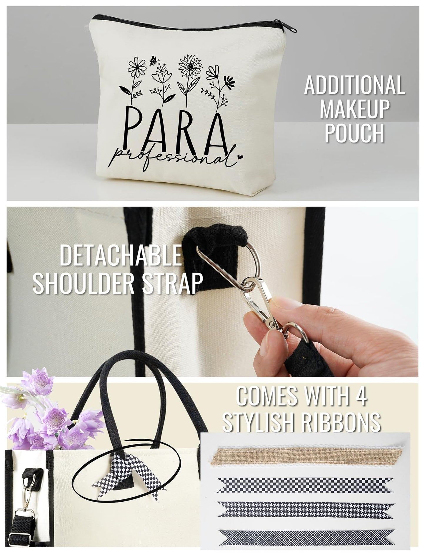 InnoBeta Paraprofessional Gifts for Women Canvas Tote Bag on Paraprofessional Appreciation Day, Tote with Top Zipper Closure and Shoulder Strap