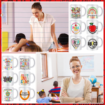 Didaey 12 Pcs Teacher Gifts Mugs Bulk, End of Year Gift for Teacher Para Paraprofessional Mug 12 oz Coffee Mugs Thank You for Grad Paraeducators, Staff