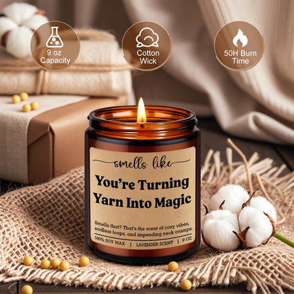 LEADO Scented Candle, Gifts for Crocheters, Knitters - Crochet Gifts, Cool Knitting Present for Women, Friend, Mom, Men - Funny Mothers Day, Birthday Ideas for Crocheting Lovers, Yarn Lovers, Crafters