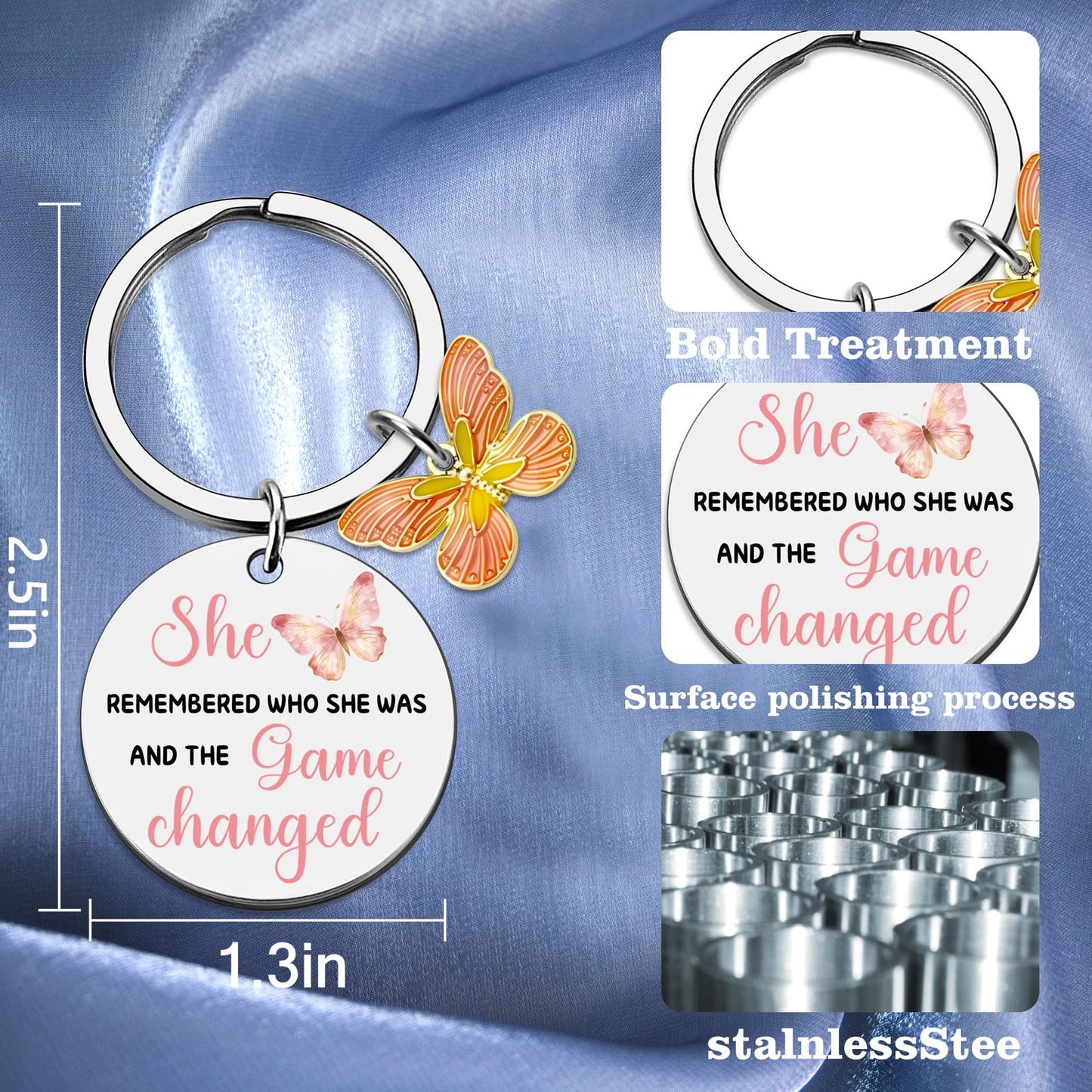 Breakup Gifts for Women Adults Divorce Gift for Her Cheer Up Inspirational Uplifting Positive Feel Better Gift Pink Butterfly Decor New Begging Apreciation Gift Keychains for Women Bag Cham