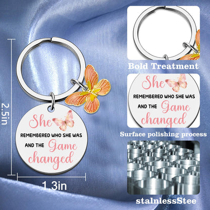 Breakup Gifts for Women Adults Divorce Gift for Her Cheer Up Inspirational Uplifting Positive Feel Better Gift Pink Butterfly Decor New Begging Apreciation Gift Keychains for Women Bag Cham