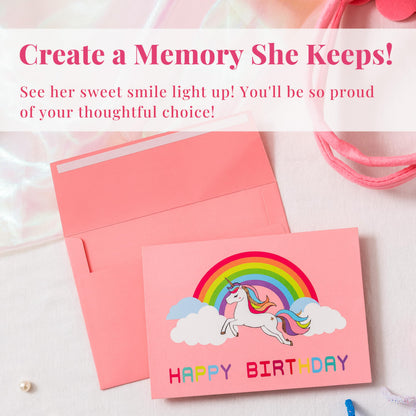 Crisky Felt Unicorn Gift Bag for Girls, Reusable Unicorn Birthday Gift Bags for Girls with Birthday Card, Pink Tote Bag for 4th 5th 6th 7th 8th 9th 10th Bday Party Decorations Gifts Ideas