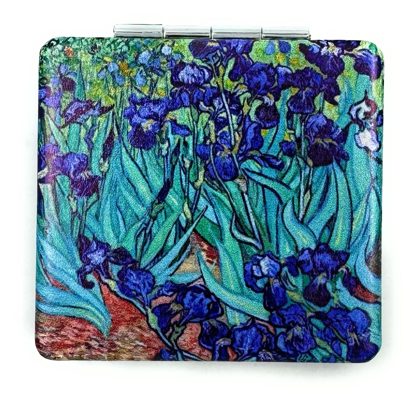 Compact Mirror Square Irises Van Gogh Pocket Mirror for Women Small Travel Mirror Magnifying Floral Purse Mirror Compact Unique Gift for Women