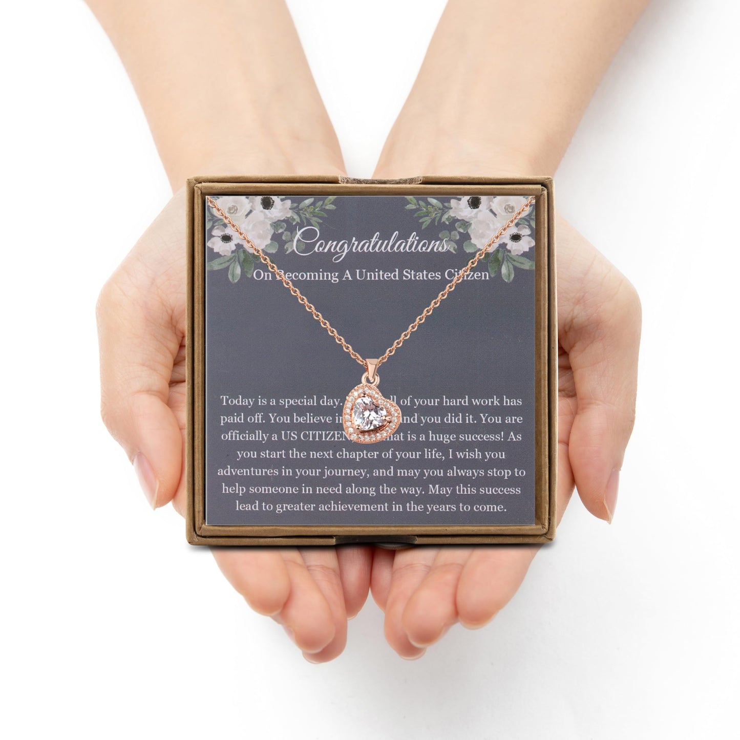 OKEYCH US Citizenship Gift Immigrant Citizenship Necklace New US Citizen Jewelry Naturalization Ceremony Gift (Immigrant Citizenship N 2.0)