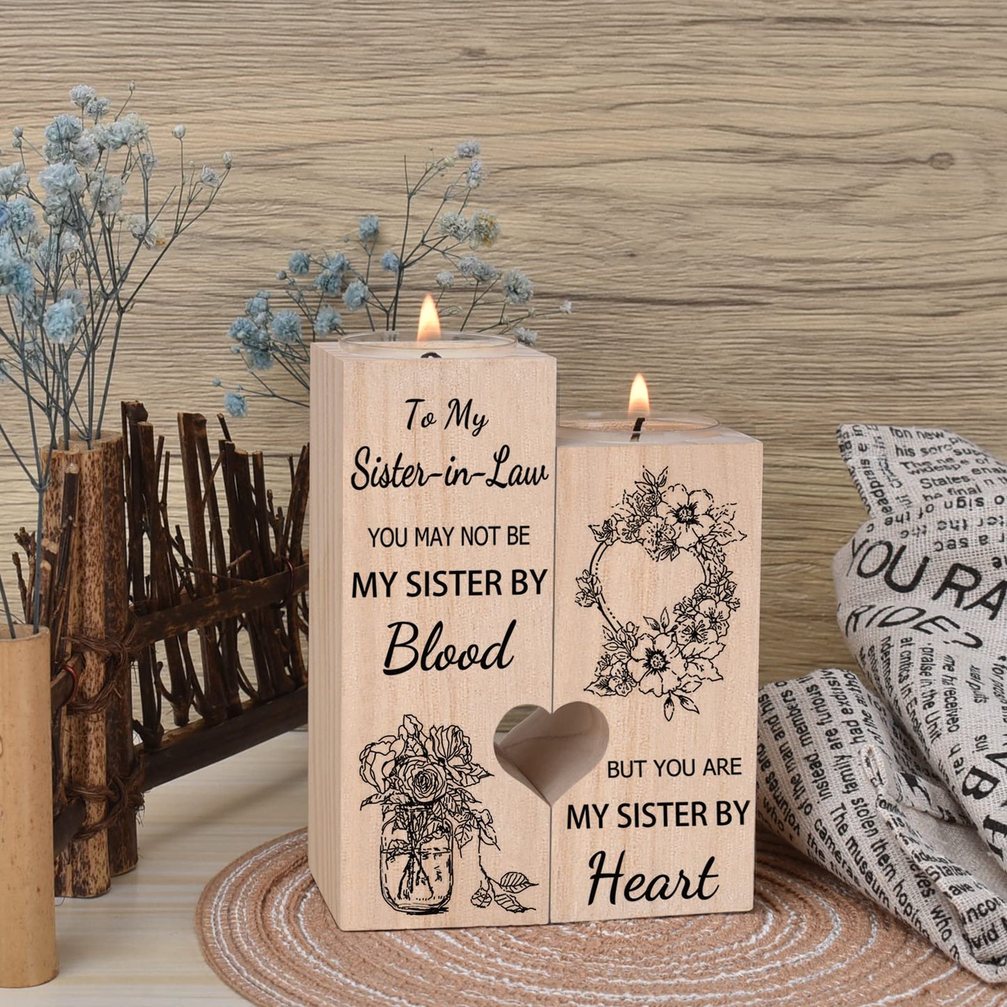 Sister in Law Gifts, Candlestick - Gifts for Sister in Law Birthday Christmas Mother's Day Wedding Gifts