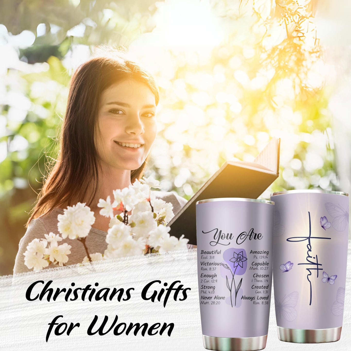 Christian Gifts for Women Faith - Christian Tumblers for Mothers Day Bible Gift - Christian Tumbler Religious Gifts Spiritual Encouragement Inspirational Gift for Women Stainless Steel Tumbler 20oz