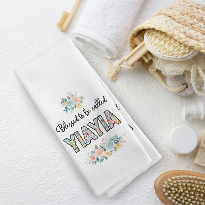 Yiayia Gifts Kitchen Towels, Yiayia Gifts from Grandkids Dish Towel Dishcloth 16x24 Inches, Grandma Gift for Mothers Day Decorative Absorbent Hand Tea Towels Decor