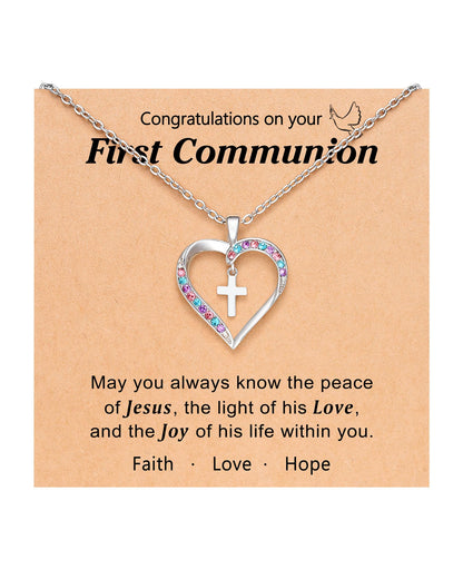 UPROMI Cross Necklace for Girls Back to School Gifts for Girls Baptism First Communion Confirmation Graduation Gifts