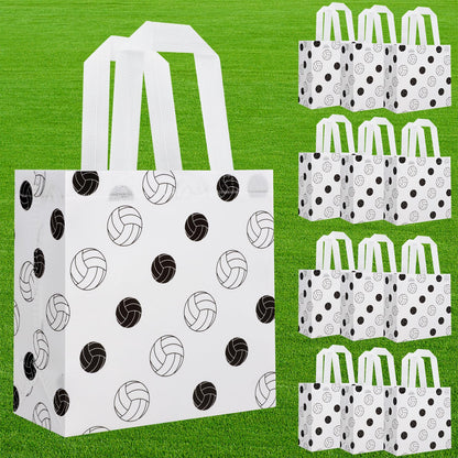 Hxezoc 12 Pieces Volleyball Gift Bags with Handle, Reusable Non Woven Treat Goodie Bag Sport Favor Bags For Volleyball Theme Birthday Party Decoration Supplies