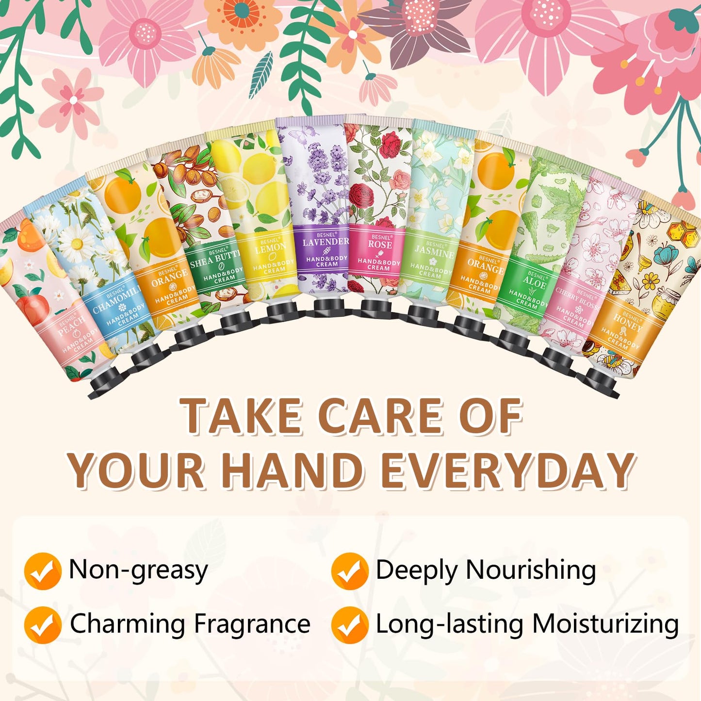 BESNEL 12 Pack Hand Cream Gift Set For Women,Teacher Appreciation Gifts,Mini Hand Lotion Travel Size in Bulk for Dry Cracked Hands, Graduation Gifts, Birthday Gift, Bridesmaid Gift,Party Favors