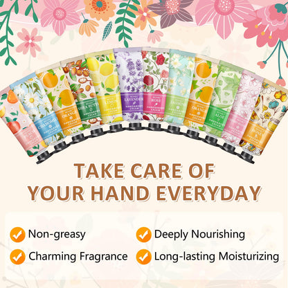 BESNEL 12 Pack Hand Cream Gift Set For Women,Teacher Appreciation Gifts,Mini Hand Lotion Travel Size in Bulk for Dry Cracked Hands, Graduation Gifts, Birthday Gift, Bridesmaid Gift,Party Favors
