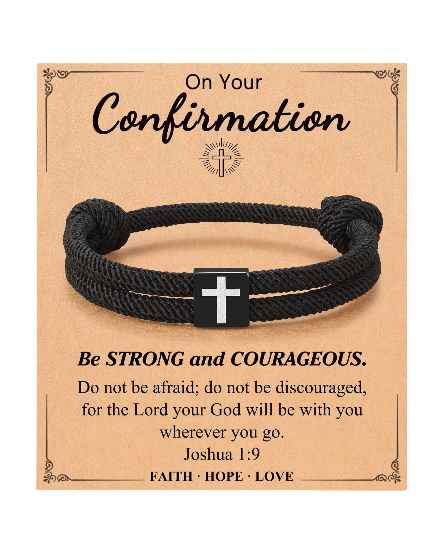 UNGENT THEM Cross Braided Rope Bracelet for Men Teen Boys, Easter Christian Baptism Confirmation Christmas Valentines Graduation Gifts Ideas
