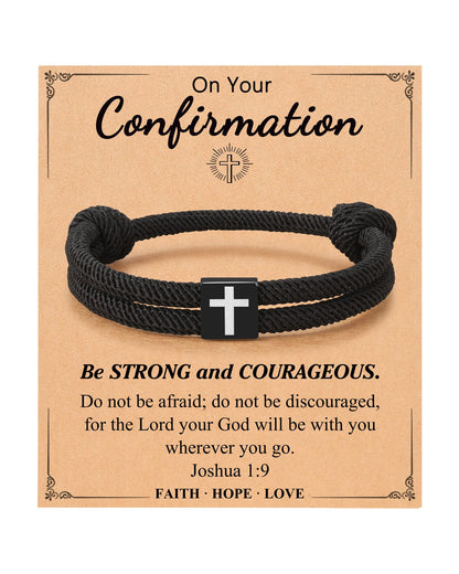 UNGENT THEM Cross Braided Rope Bracelet for Men Teen Boys, Easter Christian Baptism Confirmation Christmas Valentines Graduation Gifts Ideas
